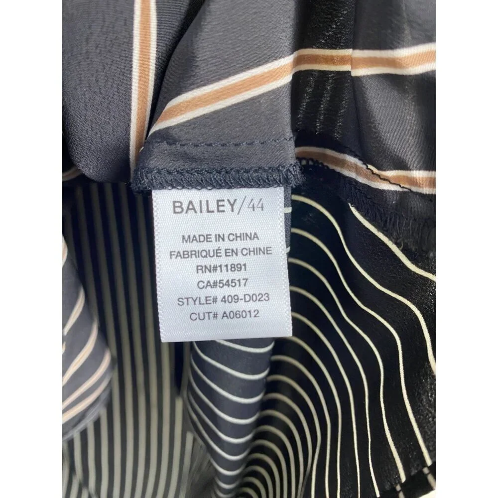 Bailey 44 Airy Faux Wrap Long Sleeve Blouse Top Womens size Medium Stripes Black